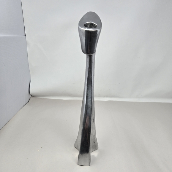 Vintage Matthew Hilton Cast Silver Tone Aluminum Postmodern Candlestick Holder - Picture 5 of 11